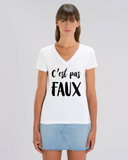 Tee-Shirt Femme - C'EST PAS FAUX - manche Courte - coupe Classique - col V