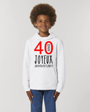 Sweat-Shirt Enfant à capuche - JOYEUX ANNIVERSAIRE 40 ANS - manche Longue - coupe Droite - col Rond