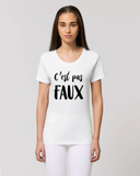 Tee-Shirt Femme - C'EST PAS FAUX - manche Courte - coupe Ajustée - col Rond