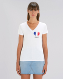Tee-Shirt Femme - COEUR CRAYON FRANCE - manche Courte - coupe Classique - col V
