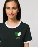 Tee-Shirt Unisexe - COEUR CRAYON ALGERIE - manche Courte - coupe Ajustée - col Rond - Bords Contrastés
